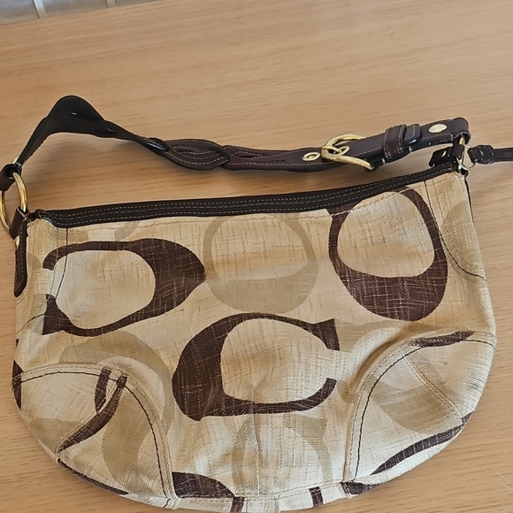 Coach Signature Brown and Tan Shoulder Bag - Picture 1 of 7